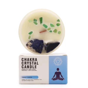 Świeca z Kamieniami – Czakra Gardła (Throat Chakra)