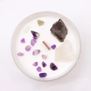 Świeca z Kamieniami – Czakra Korony (Crown Chakra)